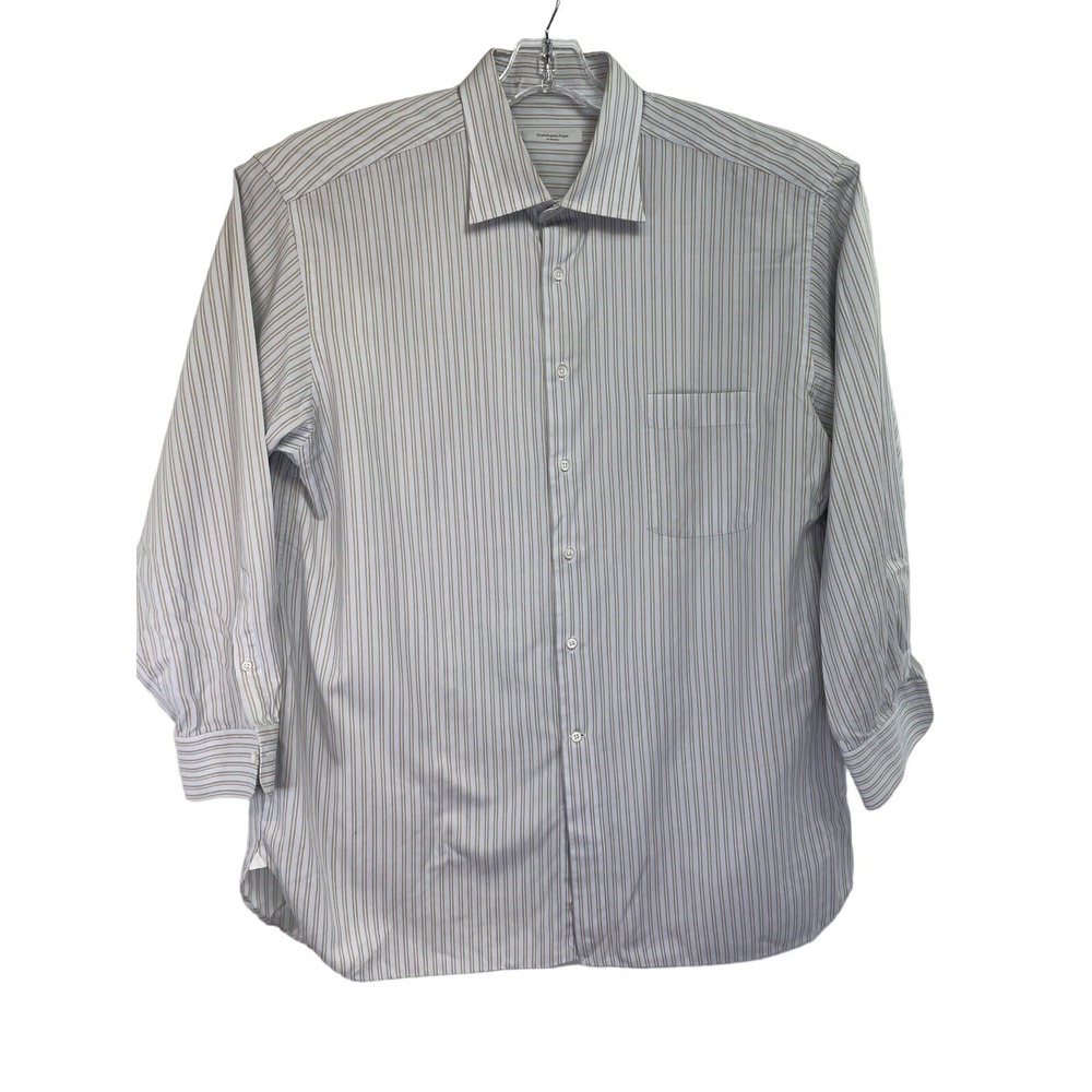 Ermenegildo Zegna Mens Sz XL Multicolored Striped Button Up Dress Shirt (H12)